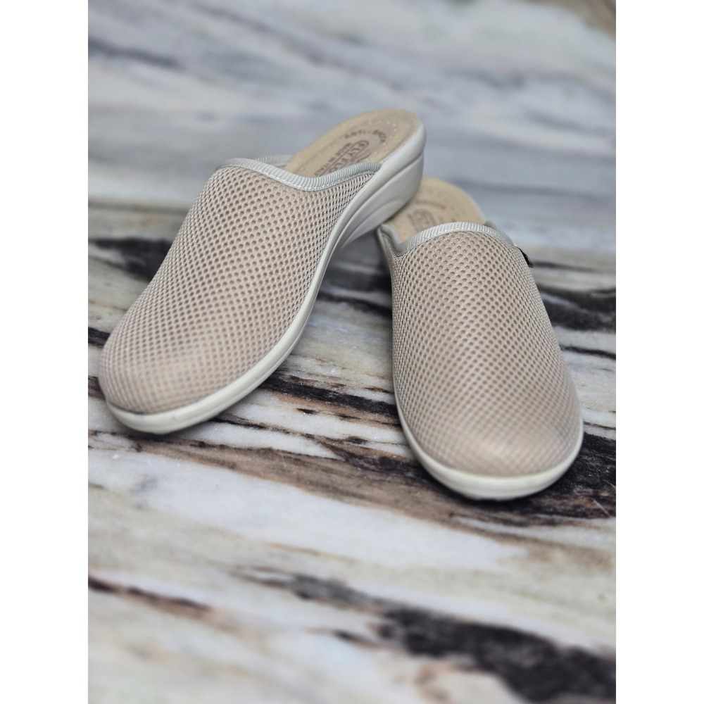 Fly Flot Beige Mesh Anti-Shock Anatomic Clogs Mules Made in Italy Womens 37